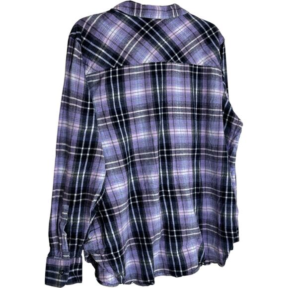 Woolrich Plaid Flannel Shirt XXL Purple Black Long Sleeve 100% Cotton - Picture 7 of 14